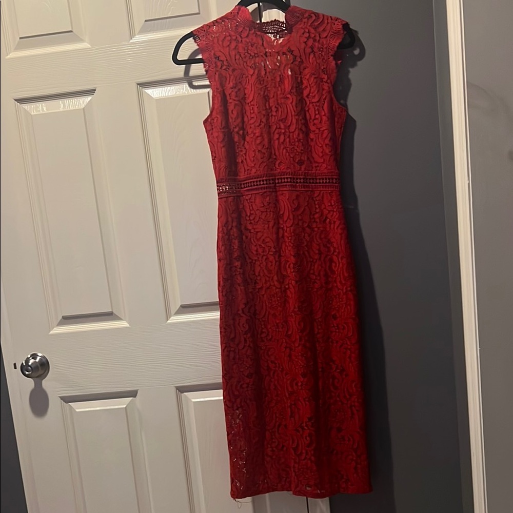 Mango Scarlet Lace Midi Dress